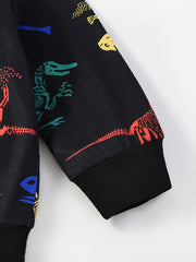 Boys Dinosaur Print Hooded Sweatshirt for Fall