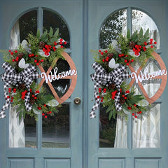 Christmas Bowknot Wheel Garland Flower Door Window Arrangement