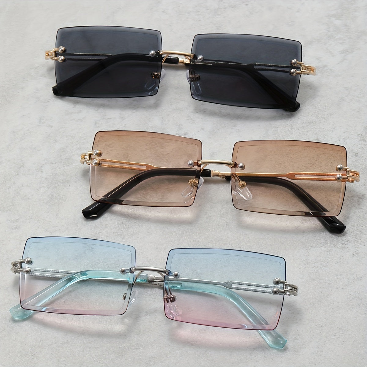 Men's Square Rimless Sunglasses UV Protection for Sports