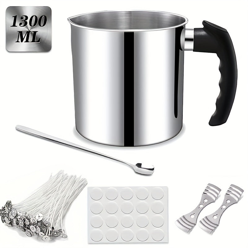 DIY Candle Making Kit Supplies - Pouring Pot, Wicks Holder, Wicks, Sticker
