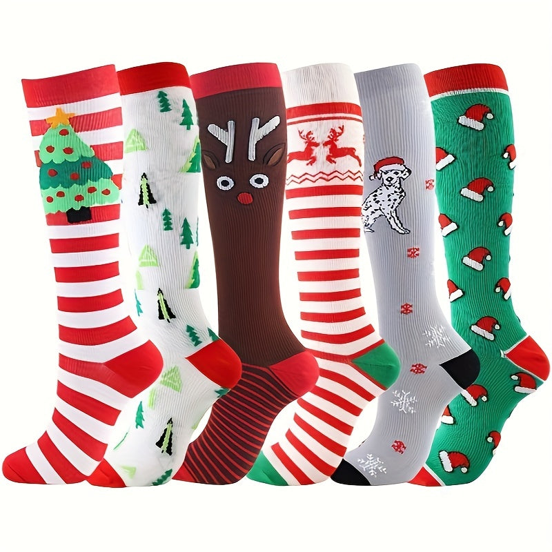 5 Pairs Warm Compression Thigh Socks Christmas Gift