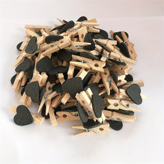 50pcs Heart Wooden Clips Wedding Craft Pegs Party Supplies