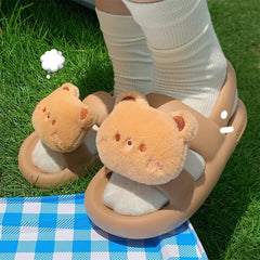 Cartoon Bear Open Toe Sandals For Boys Breathable Lightweight Sandals