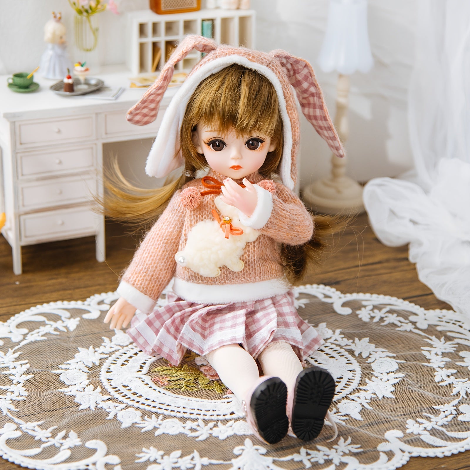 6-in Doll DIY Toy Set with Dress, 3D Eyes, Shoes, Wig, Makeup - Girl's Birthday