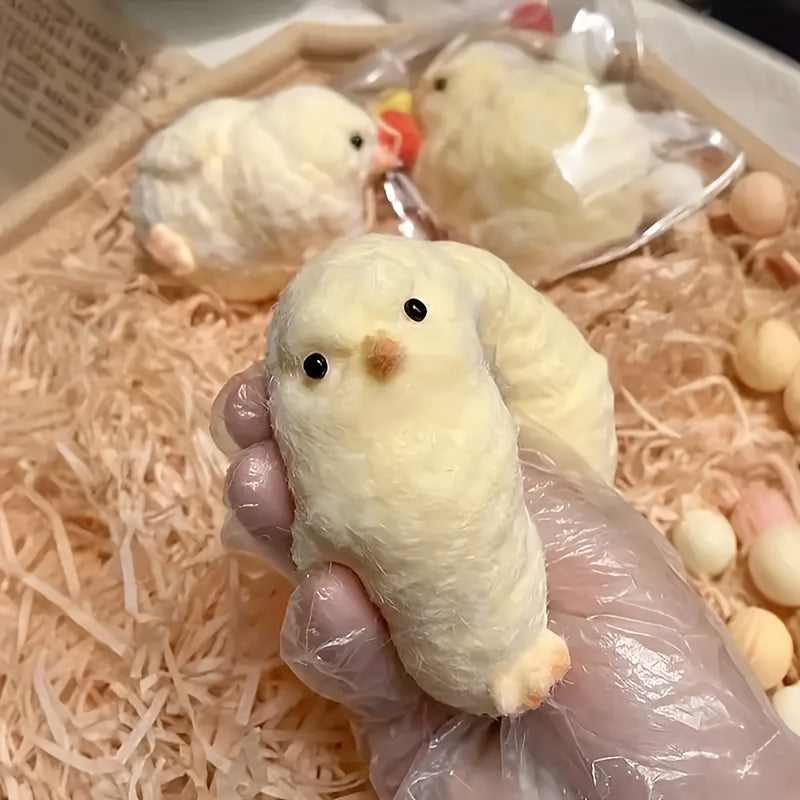 Soft Yellow Silicone Rubber Chicken Stress Reliever Toy