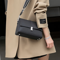 Leather Women's Handbag with Detachable Strap Shoulder Bag