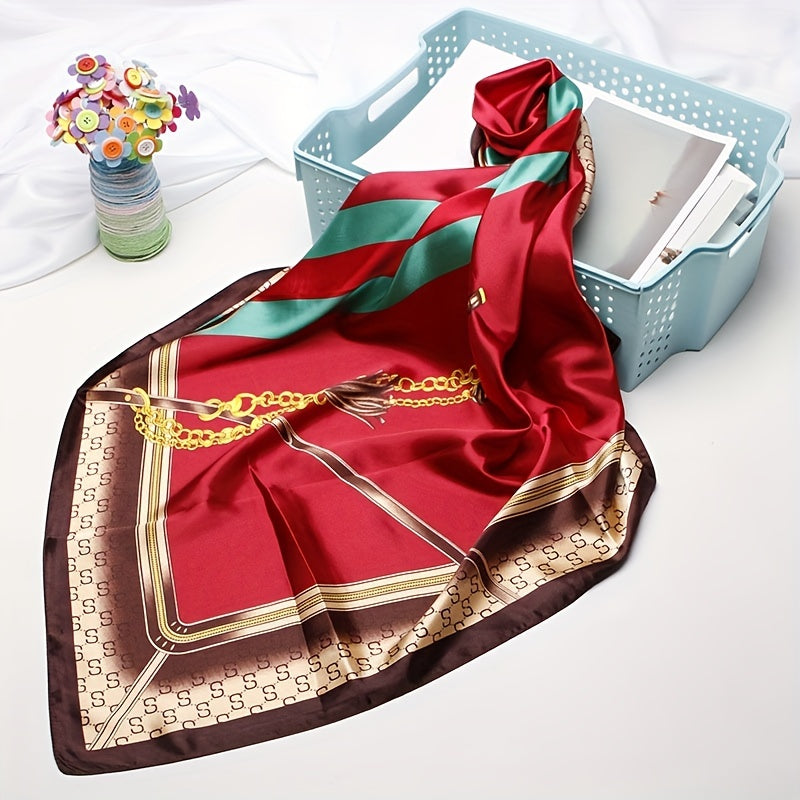 Tassel Print Silk Square Scarf Bandana Neckerchief Hair Wrap