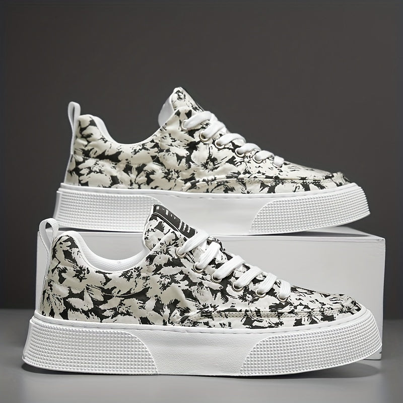Men's Flowery Skate Shoes Lace up Sneakers