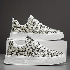 Men's Flowery Skate Shoes Lace up Sneakers