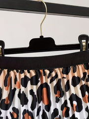 Leopard Print High Waisted A-line Skirt