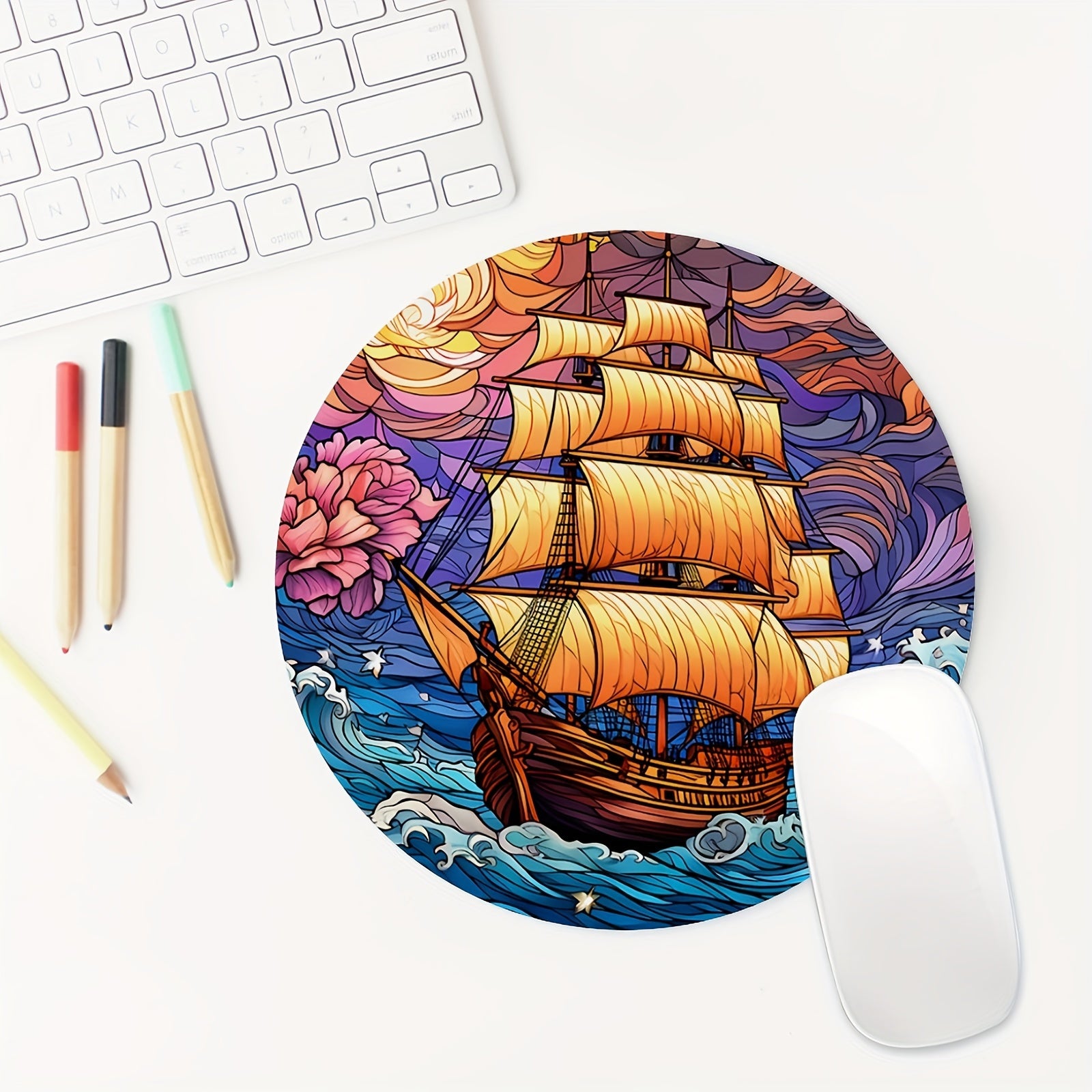 Pirate Round Mouse Mat 7.87 x 7.87 x 0.1inch