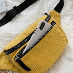 Stylish Corduroy Fanny Pack for Outdoor Sports
