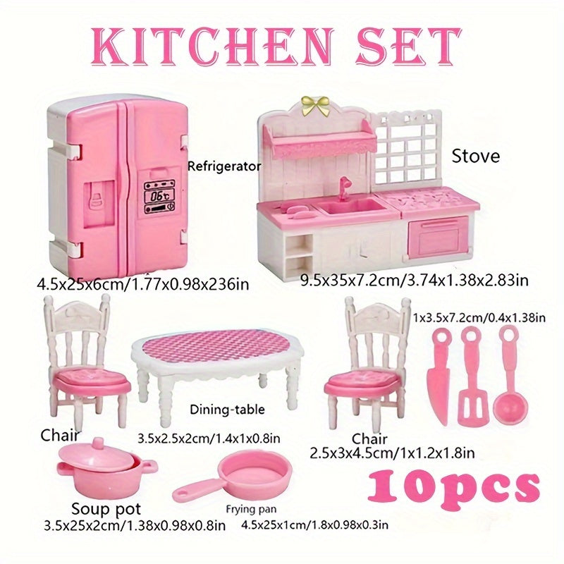 1:12 Dolls House Kitchen Bedroom Bathroom Playset
