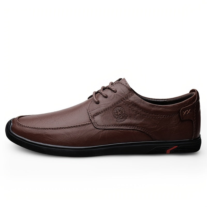 CLOHOO Men's Embossed Dress Shoes Dark Brown