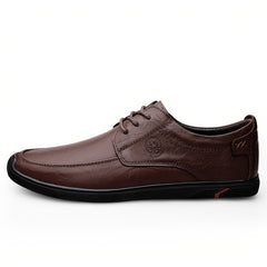 CLOHOO Men's Embossed Dress Shoes Dark Brown