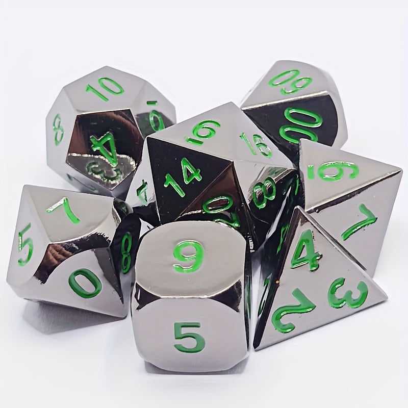 7pcs Metal Dice For Board Game, Faceted Dice For Entertainment