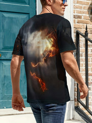 Men's Wolf Graphic T-shirt Casual Tee for Outdoors