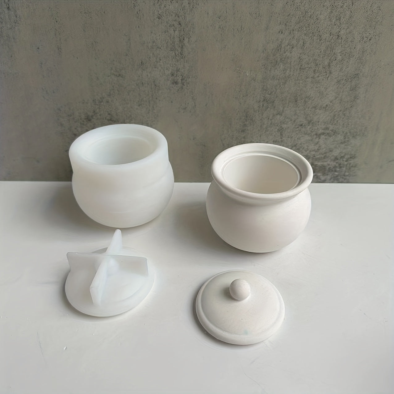 DIY Storage Jar & Lid Silicone Mold for Resin Candle Holder Making
