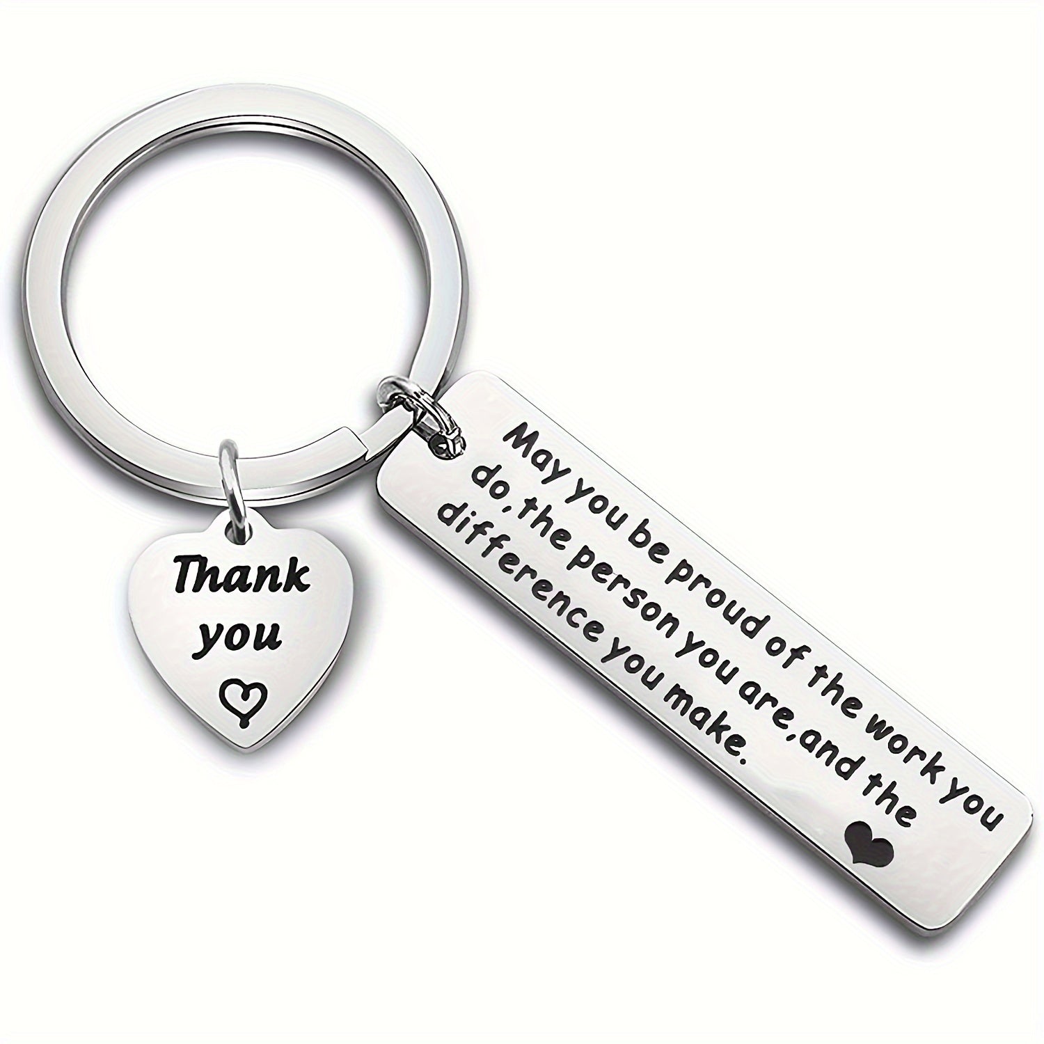 2pcs Heart Pendant Engraved Metal Keychain Graduation