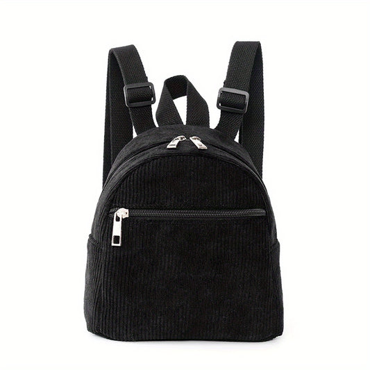 Kids Mini Corduroy Solid Backpack Schoolbag