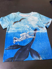 Kid's Astronaut & Dinosaur Graphic T shirt Summer Casual Tee
