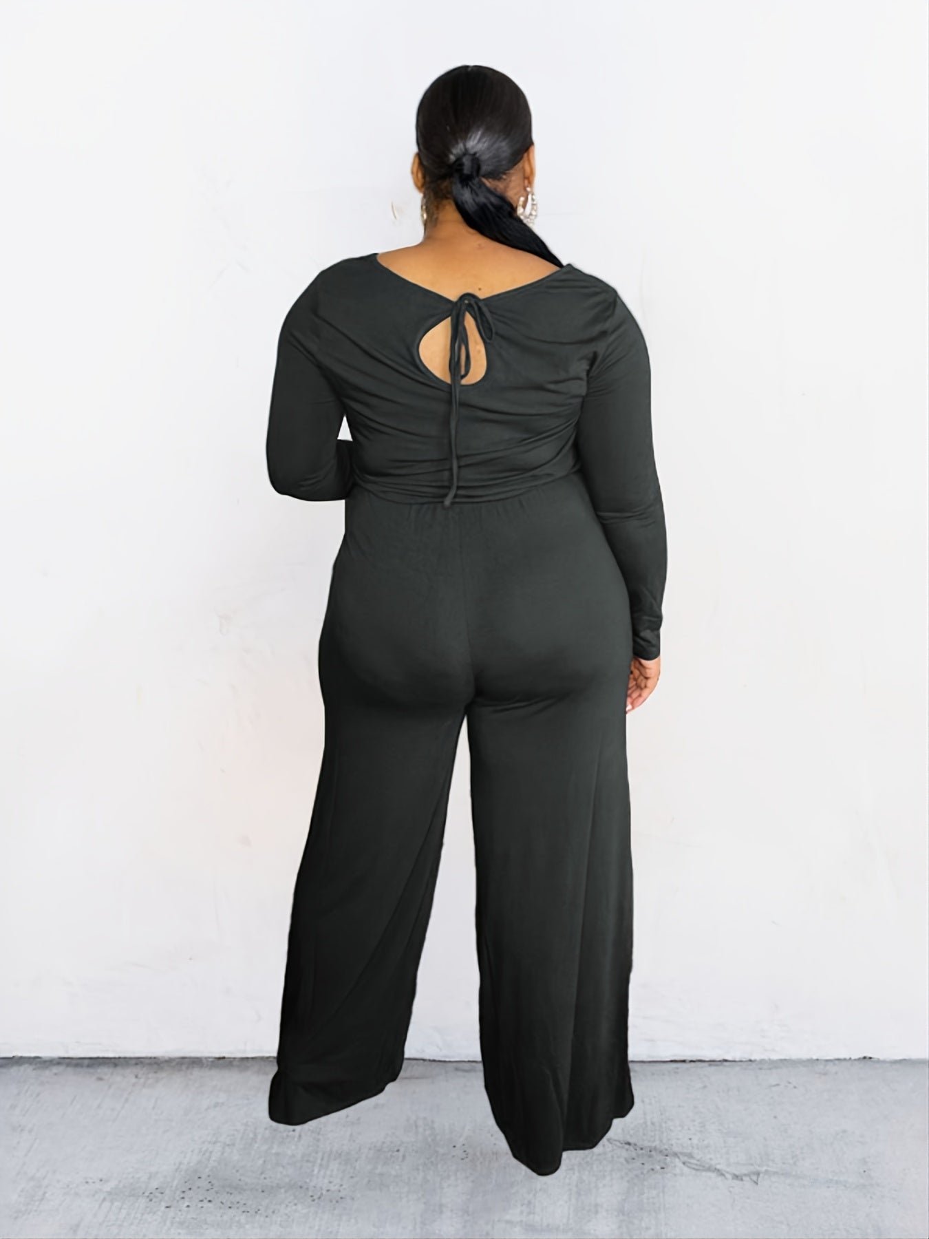 Knot Back Drawstring Wide Pant Jumpsuit