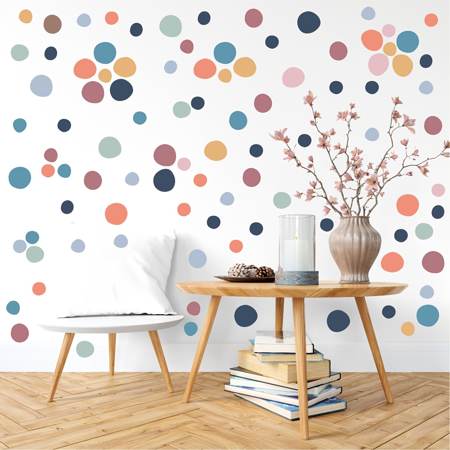 30pcs Boho Colorful Dots Wall Stickers Self-adhesive Home Decor