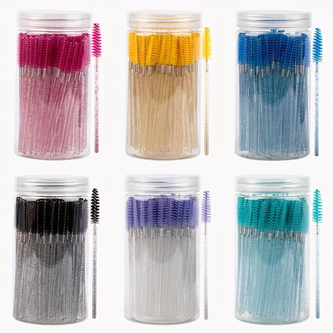100pcs Eyelash Brushes with Container for Extensions and Makeup