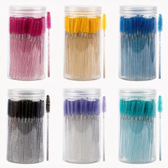 100pcs Eyelash Brushes with Container for Extensions and Makeup
