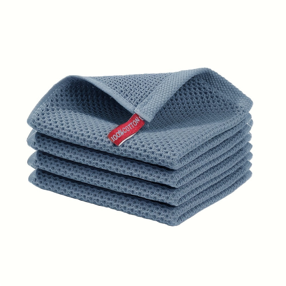 6pcs Waffle Washcloth Dish Towels Absorbent Quick Drying Small Square Towel