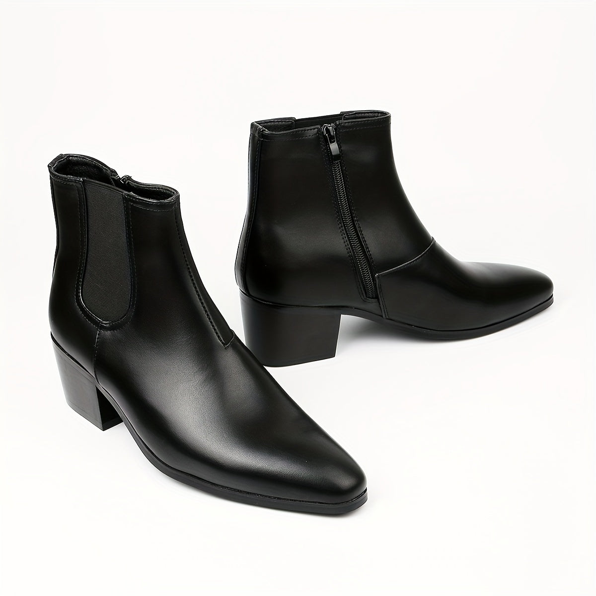 Men's High Heeled Zipper Boots