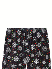 2 Pack Plus Size Christmas Sleepwear Bottoms Set Women's Plus Snowflake & Polka