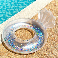 Inflatable Shell Back Swimming Ring with Glitter
