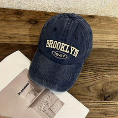 Unisex Retro Sunshade Adjustable Baseball Cap with Letter Embroidery