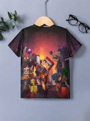 Kids 3D Print Casual T shirt Building Blocks Graphic Tees