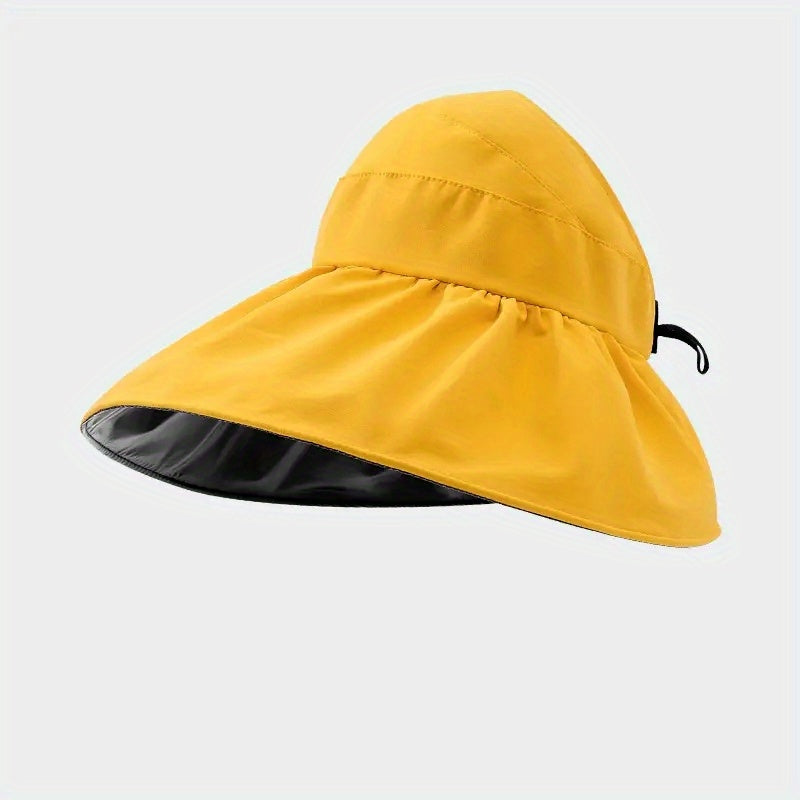 UPF50 Ponytail Visor Hat Solid Double Layer Sun Hat Lightweight Foldable