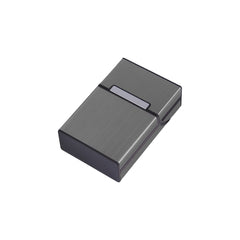 Cigarette Case Magnetic Brushed Aluminum 20 Capacity Gray Silver