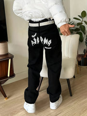 Men's Halloween Bat Print Regular Straight Leg Jeans