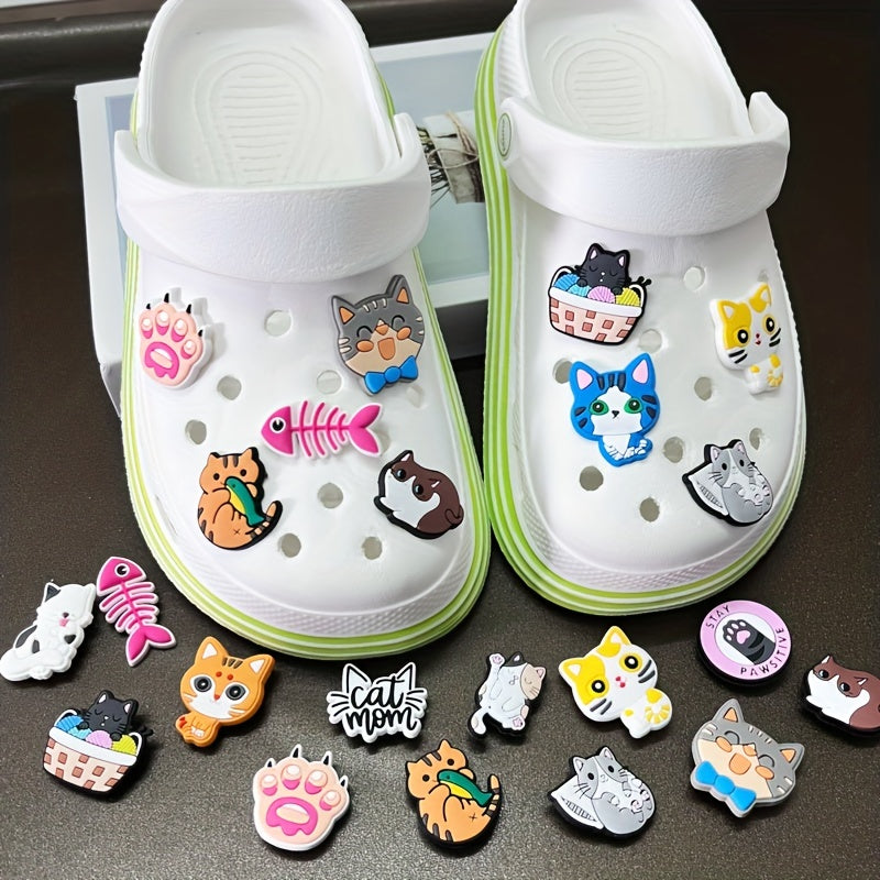 8pcs Cartoon Cat Shoes Charms for Clogs Sandals - Boys Girls Shoe Accessories