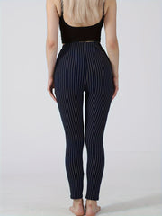 Striped Print Lounge Pants Casual Slim Elastic Waistband Womens Loungewear