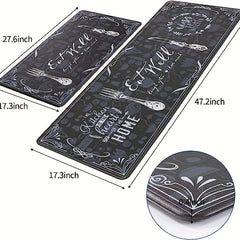 2pcs Absorbent Kitchen Rug Set Waterproof Anti Fatigue Runner Soft Carpet