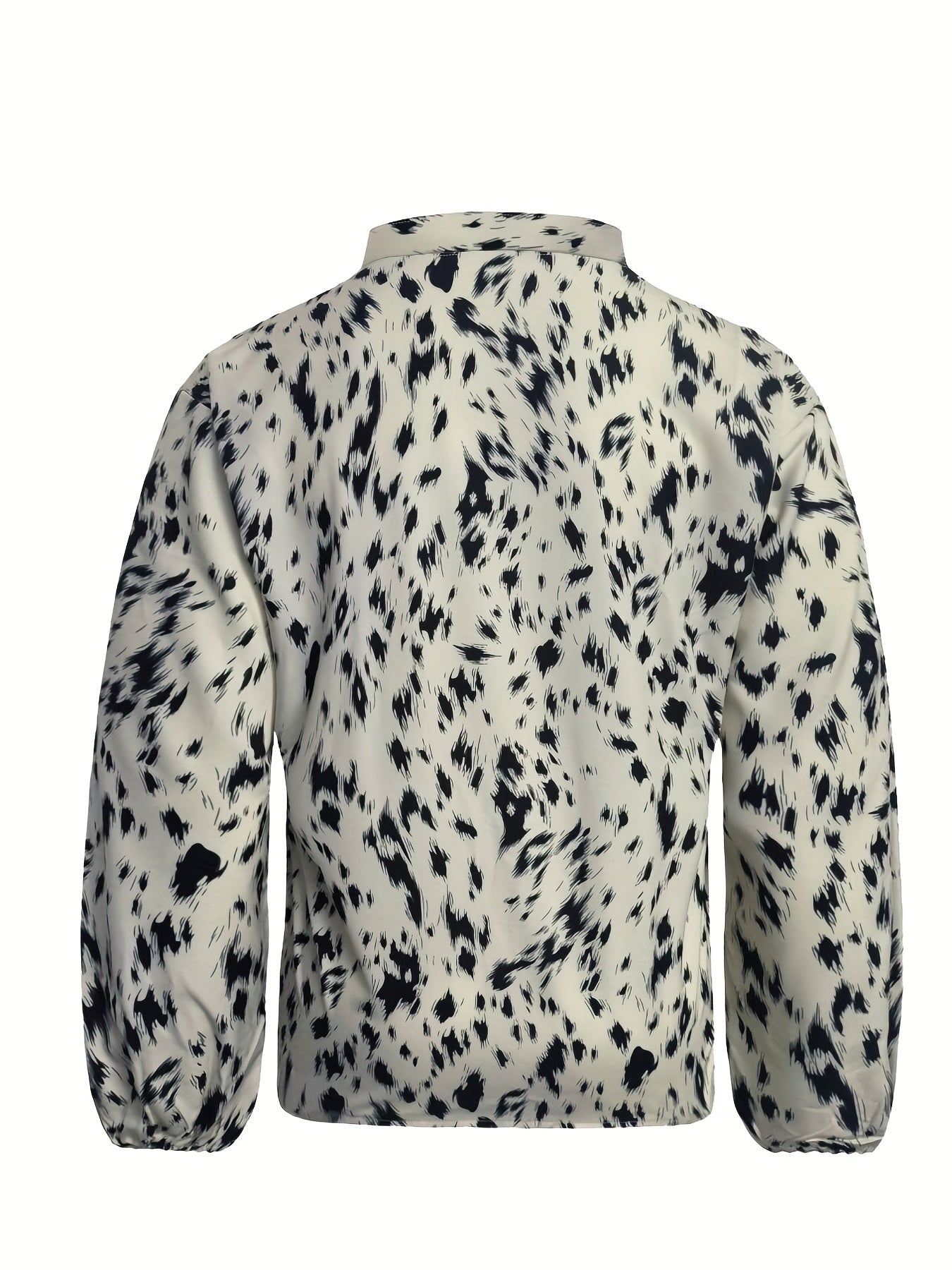 Leopard Print Lantern Sleeve Plus Size Blouse