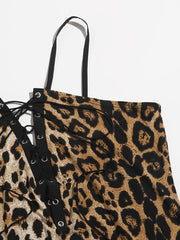 Leopard Print Knot Front Cami Plus Size Bodysuit