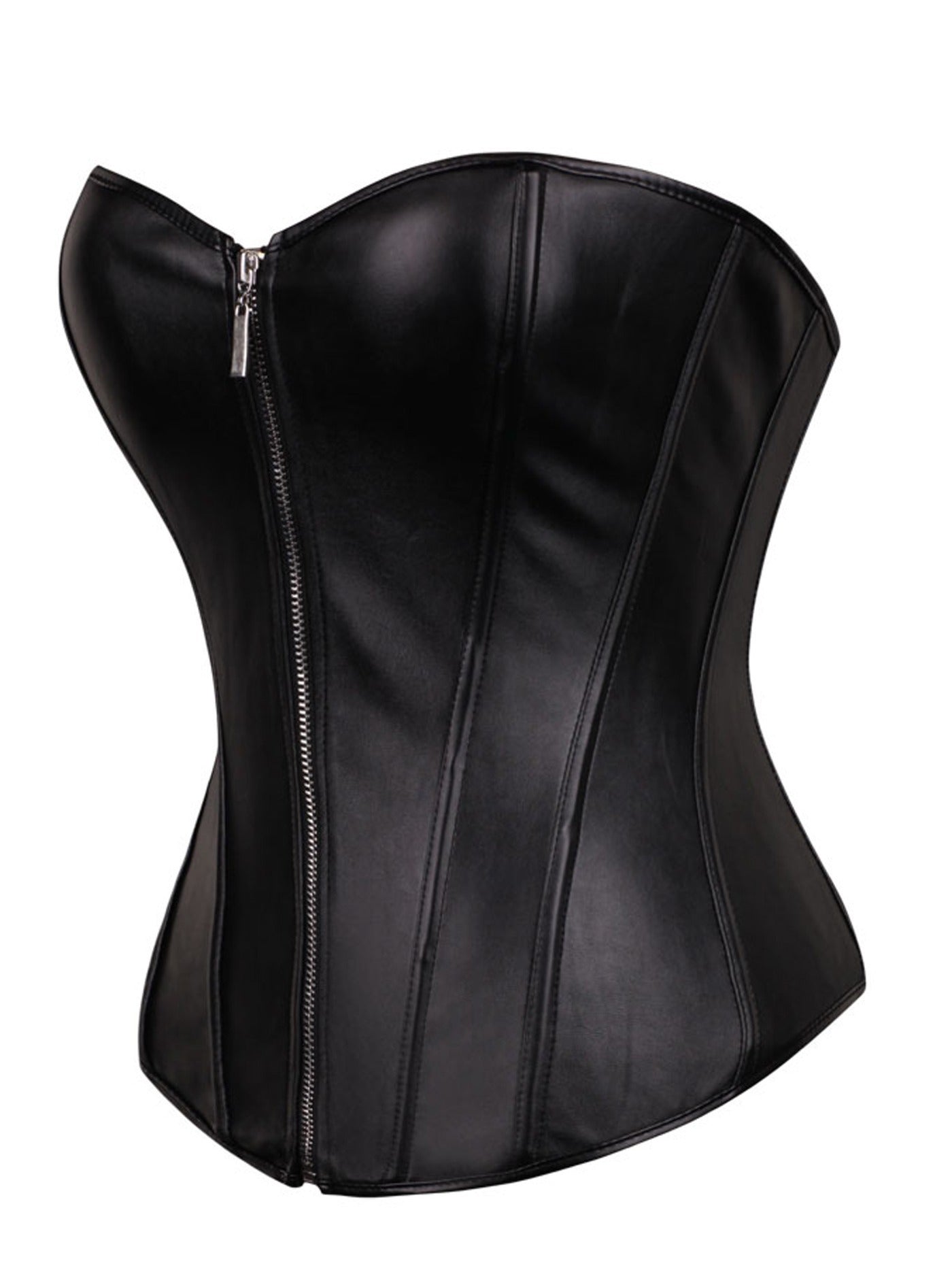 Women's PU Leather Body Shaper Zipper Restraint Waist Abdomen Tight Shape Corset