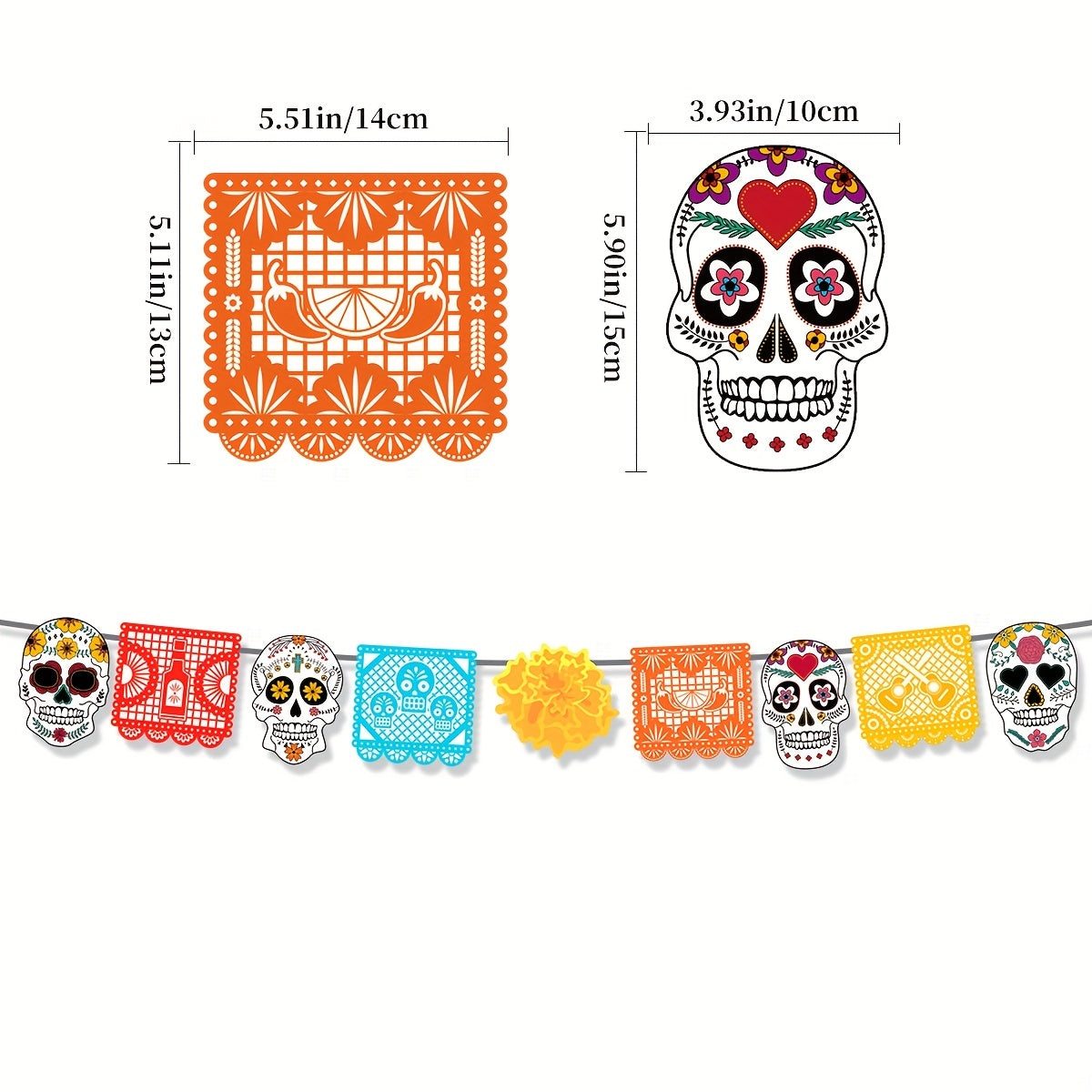 Day Of The Dead Party Decoration Flower Spiral Banner