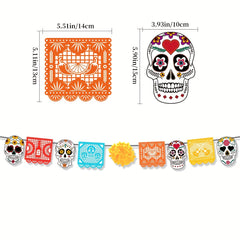 Day Of The Dead Party Decoration Flower Spiral Banner