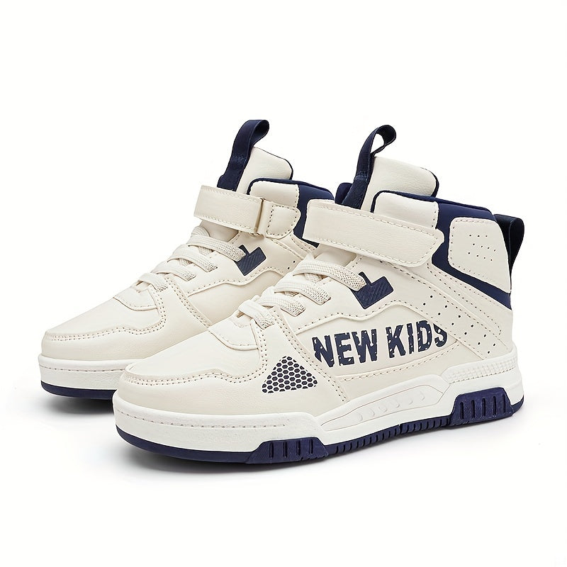 Kids High Top Skate Shoes Hook & Loop Fastener Comfy Durable Anti Skid