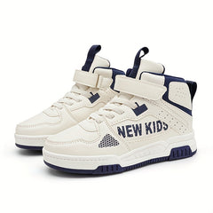 Kids High Top Skate Shoes Hook & Loop Fastener Comfy Durable Anti Skid