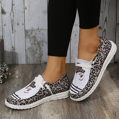 Christmas Pattern Canvas Loafers Lace Up Slip On Shoes Women's Footwear