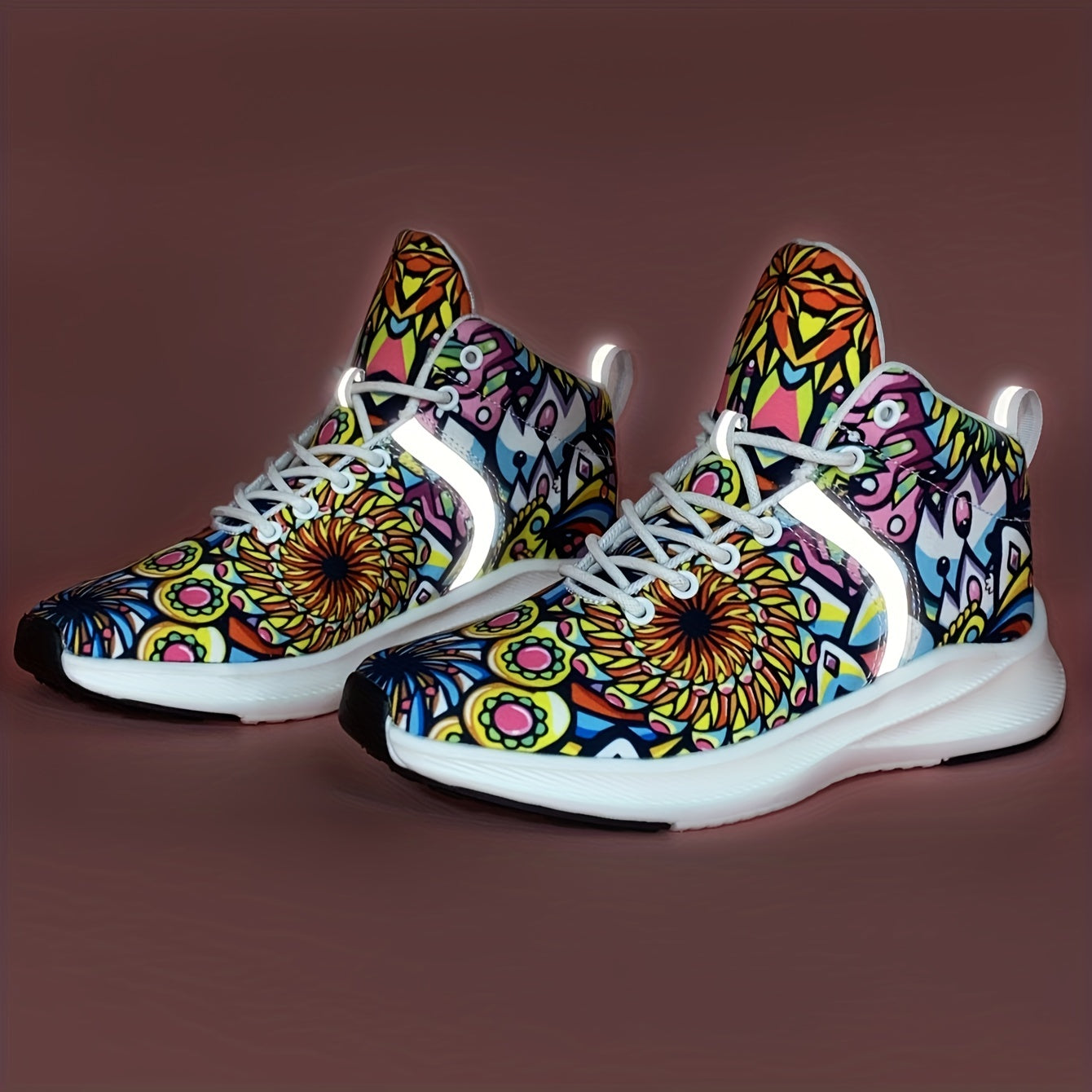 Graffiti Print High Top Running Shoes Lightweight Comfortable Non Slip Sport